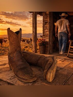 Thorogood Men's 12 EE Distressed Brown Square Toe Cowboy Work Boots USA Made